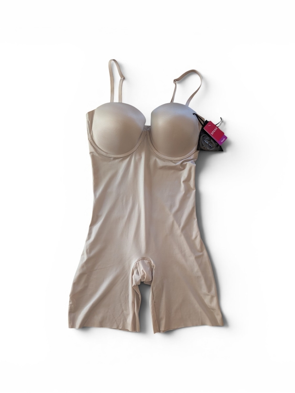 SPANX Suit Your Fancy NWT Mid Thigh Bodysuit Champagne Beige XL